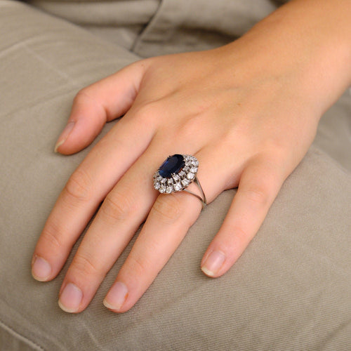 Bague 50 Bague Saphir double entourage Diamants 58 Facettes ALGU22