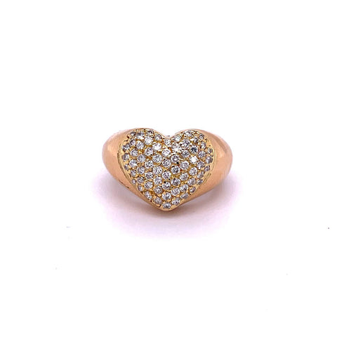 Bague Bague Motif Coeur en Or Jaune et Diamants 58 Facettes