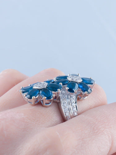 Bague 52 Bague Fleurs Saphirs Diamants 58 Facettes