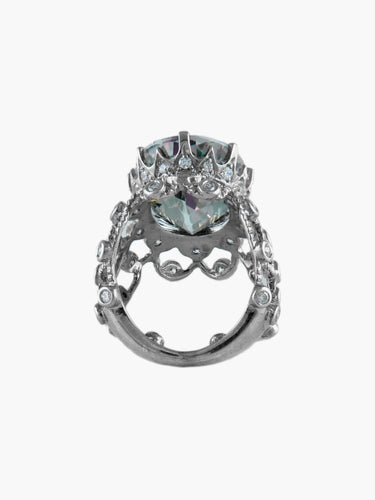 Bague Bague Pierre synthétique Or Blanc et Diamants 58 Facettes