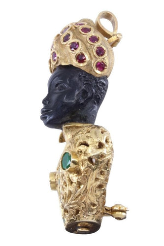 Pendentif PENDENTIF TÊTE DE MAURE ÉMERAUDES ET RUBIS 58 Facettes 070551