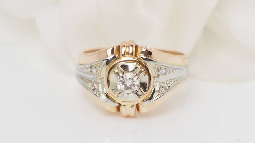 Bague 59 Bague ancienne en or bicolore et diamant 58 Facettes 32523