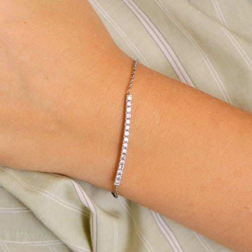 Bracelet Bracelet or blanc barrette diamants 58 Facettes