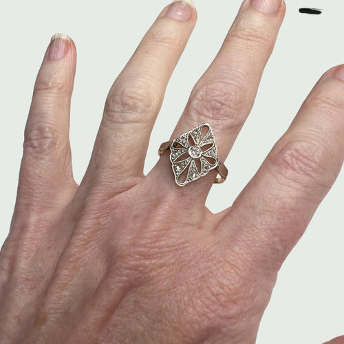 Bague BAGUE ART DÉCO DIAMANT OR PLATINE 58 Facettes A2455(308)