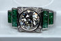 Bague 52 Bague Art Déco Platine, Diamant 1,55cts et Emeraudes 58 Facettes