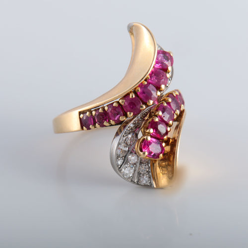 Bague 52 Bague Toi & Moi or jaune et rubis 58 Facettes