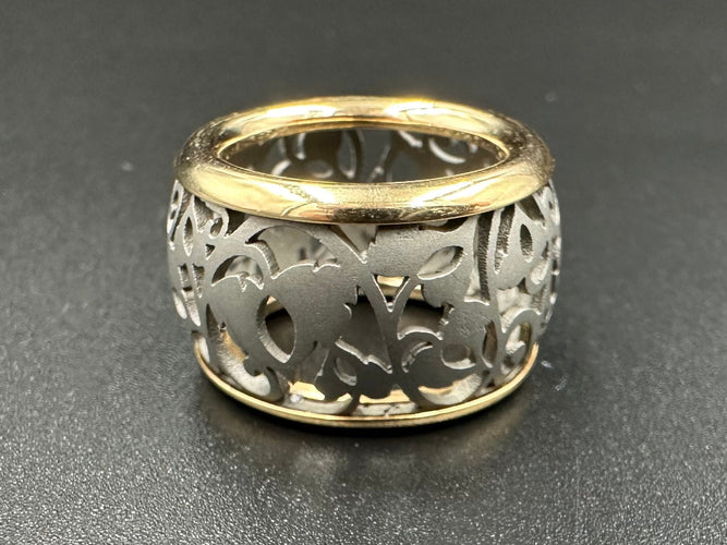 Bague 55 POMELLATO - Collection Arabesque, bague or rose et titane 58 Facettes