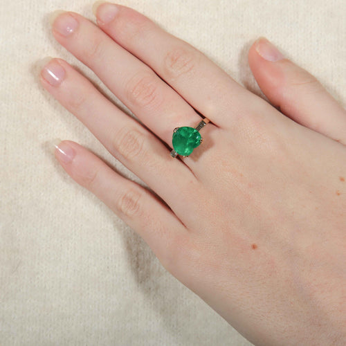 Bague 51 Bague Emeraude Coeur Diamants 58 Facettes 8392