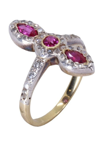 Bague BAGUE ART-NOUVEAU RUBIS ET DIAMANTS 58 Facettes 073021