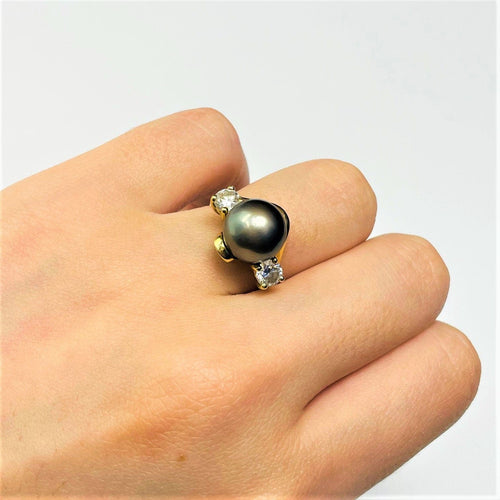 Bague 54 Bague Perle et Diamants Or jaune 58 Facettes 20400000600