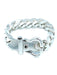 HERMÈS bracelet. Vintage silver saddle buckle bracelet GM 58 Facettes