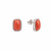 White Gold Coral Cabochon Diamond Stud Earrings 58 Facettes BO211