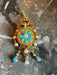 Pendant Napoleon III pendant, turquoise and pearls 58 Facettes