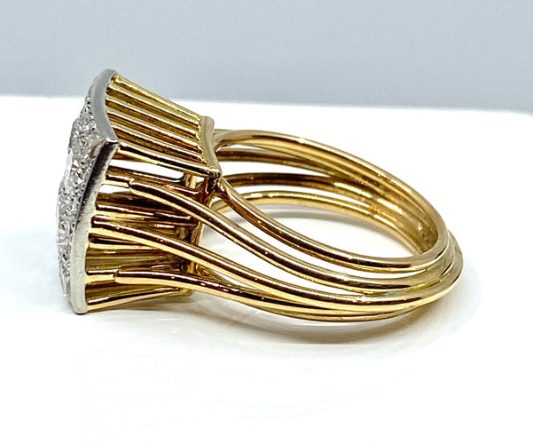 Bague 51 Bague 2 Ors pavée de Diamants 58 Facettes AB225