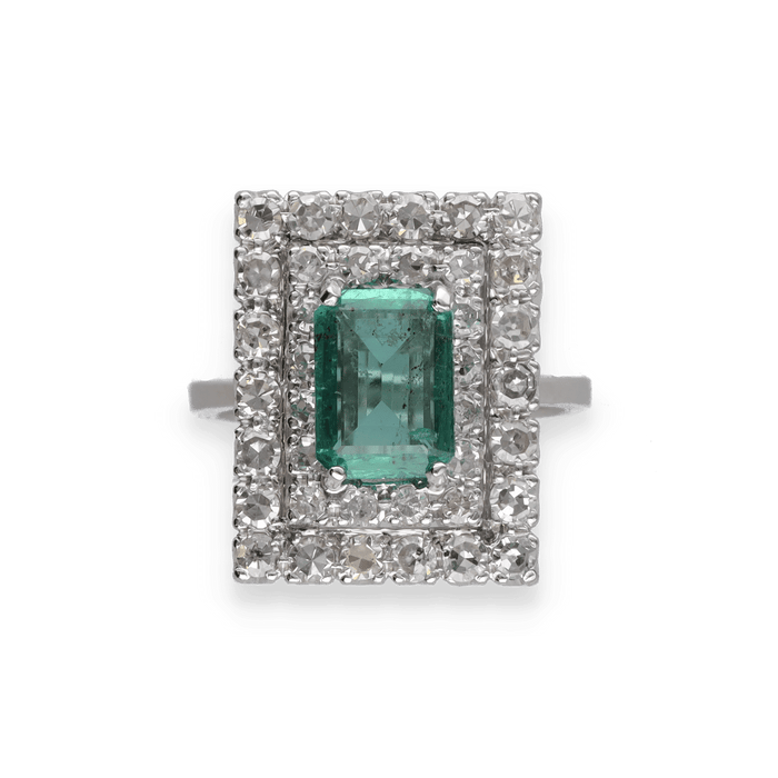 Bague 56 Bague Vintage émeraude diamants 58 Facettes