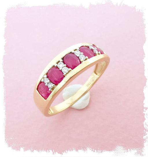 Ruby & Diamond Half Alliance Ring Ring 58 Facettes AA 1579