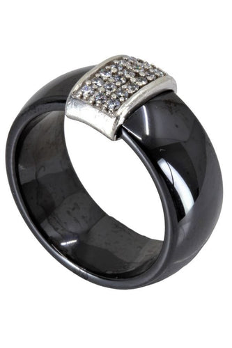 Bague 52 BAGUE MODERNE CÉRAMIQUE ET DIAMANTS 58 Facettes 056411