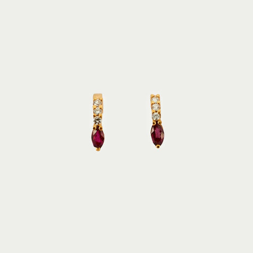 Boucles d'oreilles Demi-créoles or jaune rubis et diamants 58 Facettes