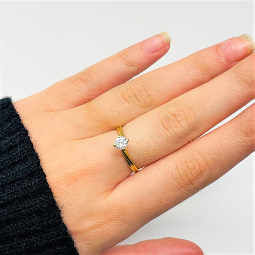 Bague 56 Bague Solitaire Or et Oxyde 58 Facettes 20400000615