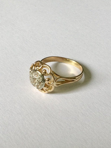 Bague 59 Bague Or Jaune ajourée Diamants 58 Facettes