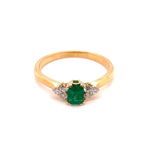 Bague 53.5 Bague Emeraude, Diamants, Or Jaune 58 Facettes