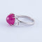 Bague 51 Bague en or gris, Rubis cabochon, Diamants 58 Facettes ALGU03