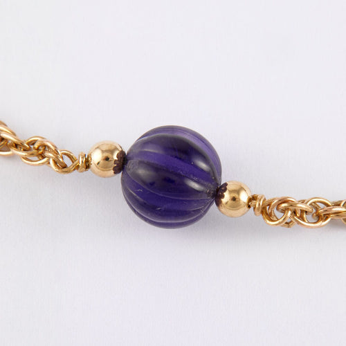 Collier Sautoir Améthystes godronnées 58 Facettes