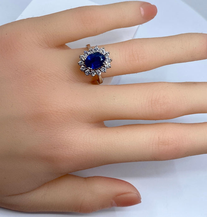 Bague 51 Bague marguerite saphir et diamants 58 Facettes AB152