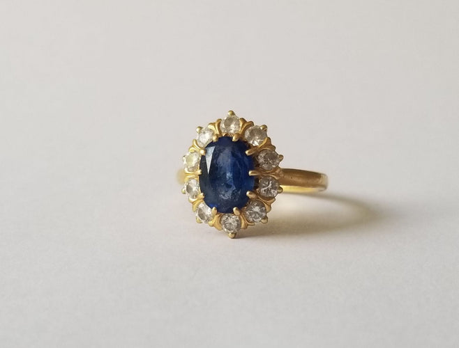 Bague 52 Bague Pompadour Or jaune Saphir Diamants 58 Facettes