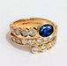 Ring 57 Yellow gold sapphire and diamond “winding” ring 58 Facettes TBU