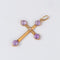 Pendentif Croix ancienne ornée d'améthystes et perle 58 Facettes