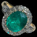 Ring 54 Ring Yellow Gold Emerald Diamonds 58 Facettes