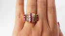 Ring Tank ring in pink gold, diamonds and rubies 58 Facettes 27017