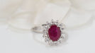 Ring 54 Daisy ring in white gold, rubies and diamonds 58 Facettes 32239