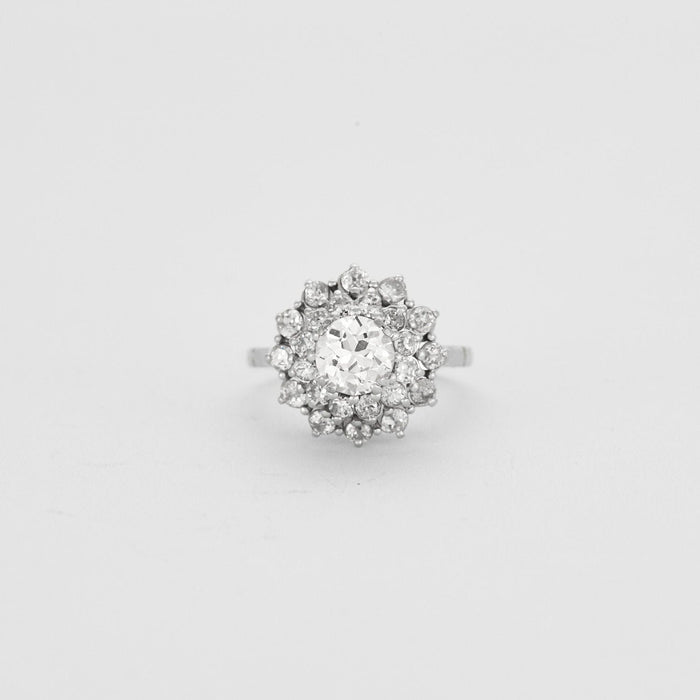 Bague 54 Bague Fleur Vintage Diamants 58 Facettes 1950