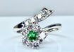 Ring 48 18k white gold emerald and diamond ring 58 Facettes AB294