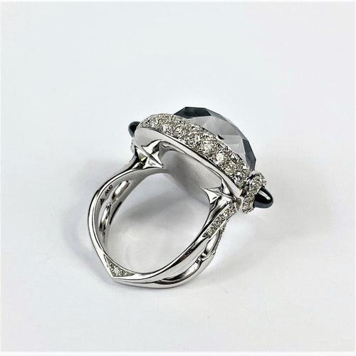 Bague 52 Bague en Or blanc, Pierre Noire & Diamants 58 Facettes 20400000642