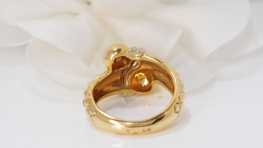 Bague 53 Bague Toi & Moi en Or Jaune & Blanc 58 Facettes 13665