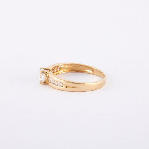 Bague 53.5 Bague Solitaire en or jaune, diamant 58 Facettes