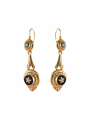 Boucles d'oreilles Boucles d'oreilles Anciennes Onyx Perles 58 Facettes