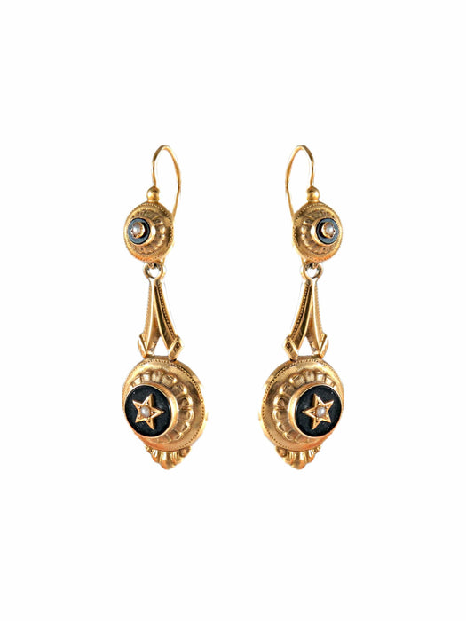 Boucles d'oreilles Boucles d'oreilles Anciennes Onyx Perles 58 Facettes