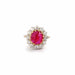 Unheated Burmese Ruby Pompadour Ring Diamonds 58 Facettes BRU56