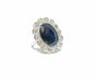 Bague Bague Pompadour en platine, saphir ovale et diamants 58 Facettes