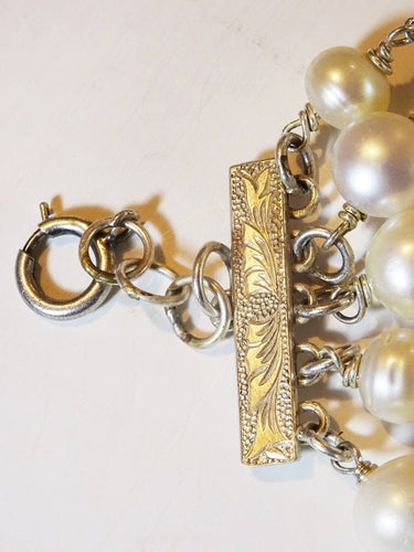 Collier Silver and Pearl Necklace 58 Facettes