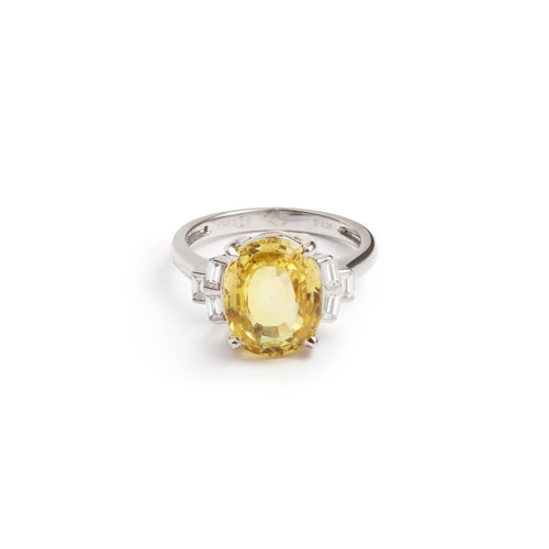 Bague 54.5 Bague Saphir Jaune Non Chauffé Or Gris 58 Facettes BSA74