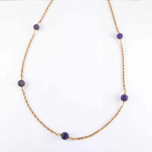 Collier Sautoir Améthystes godronnées 58 Facettes