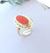 Bague Parure Bague + Boucles d'oreilles, en or, Corail en cabochon 58 Facettes AA 1549