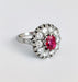 Ring 54 Daisy ring white gold ruby ​​surrounded by diamonds 58 Facettes TBU