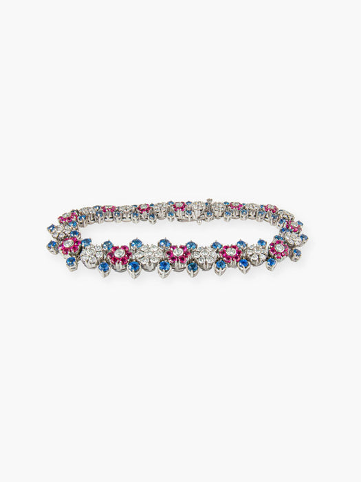 Bracelet Bracelet Fleurs diamants, Saphirs et Rubis 58 Facettes