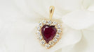 Necklace Heart pendant necklace in yellow gold, diamonds and rubies 58 Facettes 32536